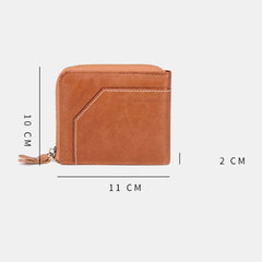 Men Genuine Leather Vintage Wallet RFID Blocking Zipper Coin Bag Card Holder