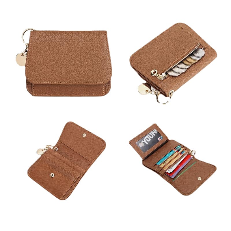 Women Trifold Short Zipper Coin Purse RFID Anti-magnetic Wallet Multi-card Slot Card Holder