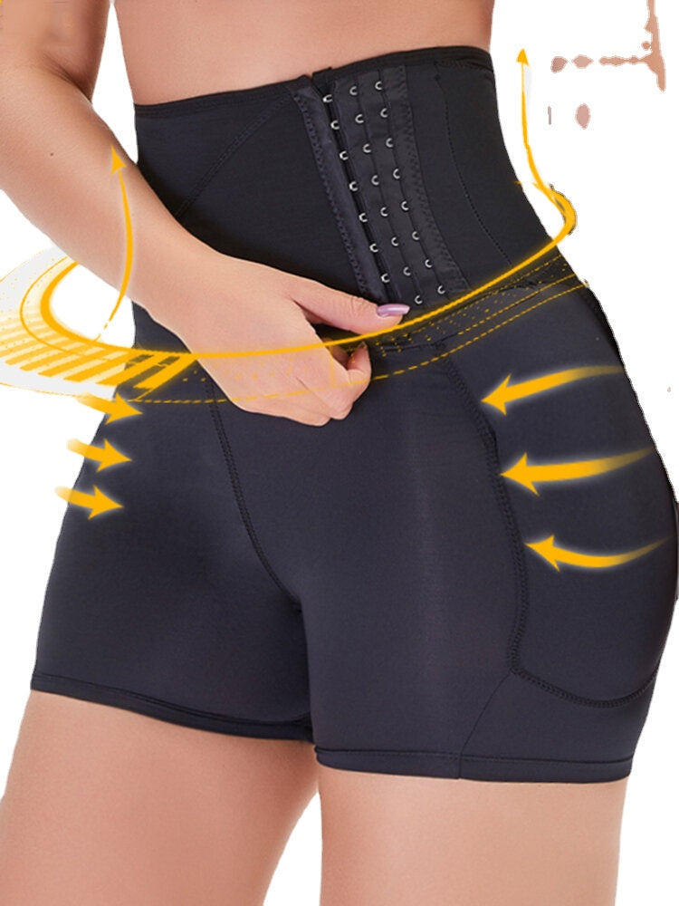 Plus Size Women Front Closure Hip Lifting Air Cushion Stitching High Waist Shapewear Shorts