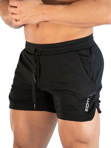 Men Solid Color Quick Dry Sport Loose Thin Stretch Beach Drawstring Waist Shorts