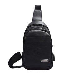 Men Multi-pocket PU Leather Crossbody Bag Chest Bag Sling