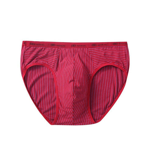 Mens Fashion Striped Modal Low Waist U Convex Pouch Brief Underwear