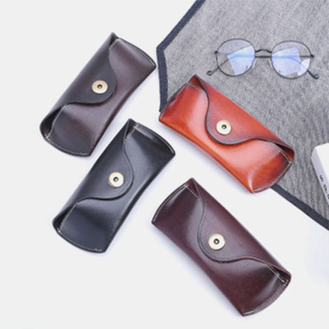 Men Genuine Leather Retro Easy Carry Sunglasses Eyeglasses Storage Bag Waist