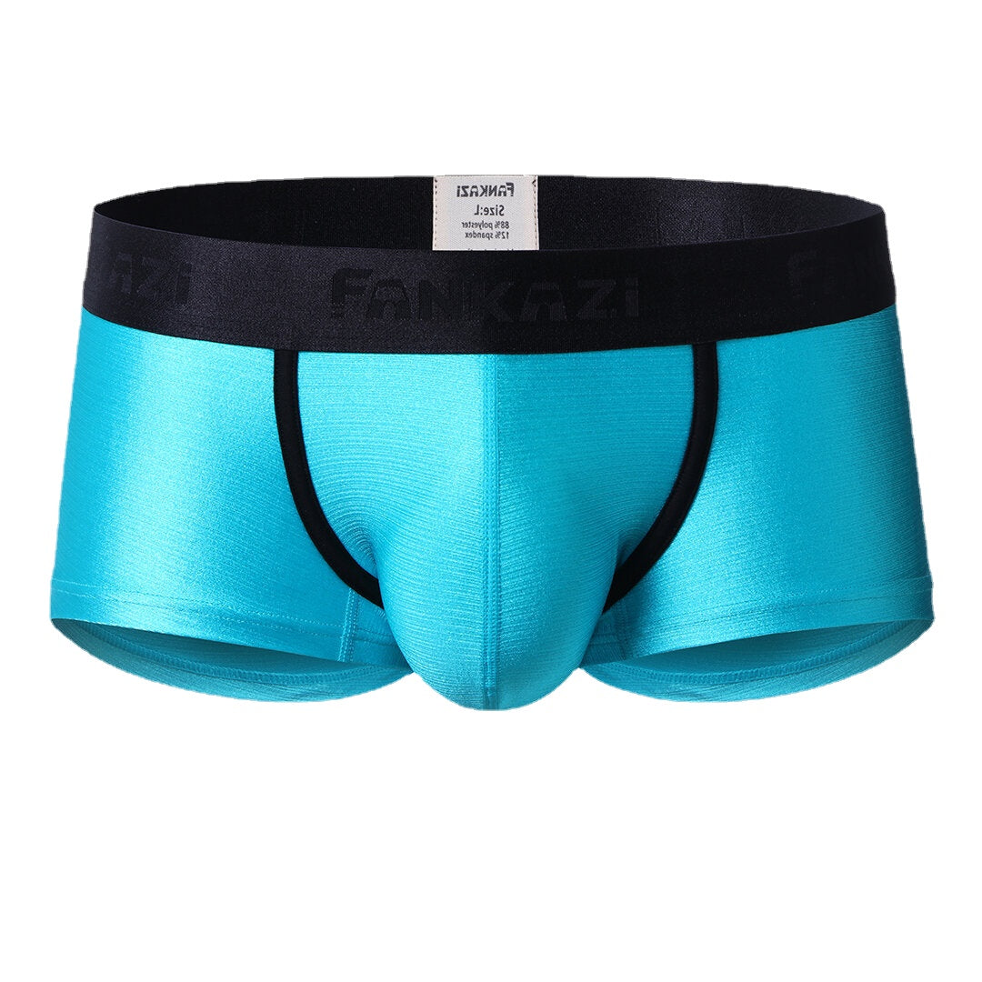 Mens Soft Comfy Ice Silk U Convex Boxer Briefs