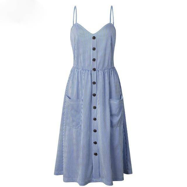 High Wasit Casual V Neck Slim Midi Dress
