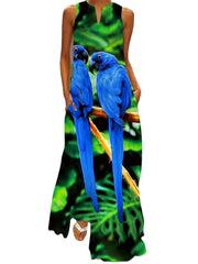 Women's Peacock Feather Animal Casual Dress Long Dress Maxi Dress Shift Dress Summer Dress Casual Outdoor Daily Weekend Pocket Print Sleeveless V Neck Dress Regular Fit White Yellow Red Spring Summer