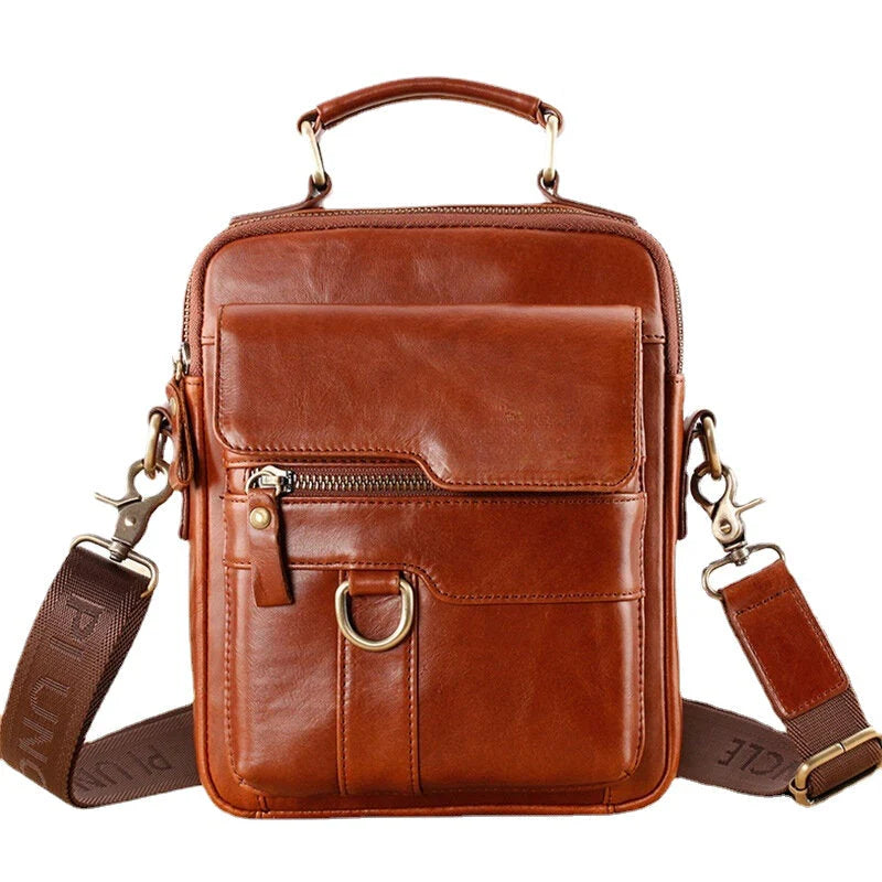 Men's Genuine Leather Large Capacity Shoulder Handbag