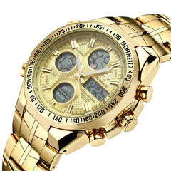 LED Alarm Digital Watch Full Steel Business Style Dual Display Watch