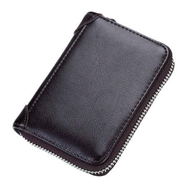 Large Capacity RFID Genuine Leather Men Women Casual Zipper Creddit Card Holder