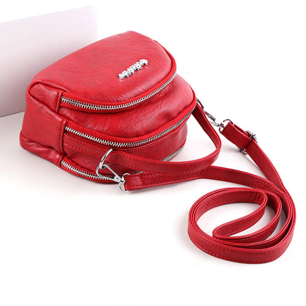 Women Faux Leather Mini Phone Bag Multi-Slot Retro Crossbody