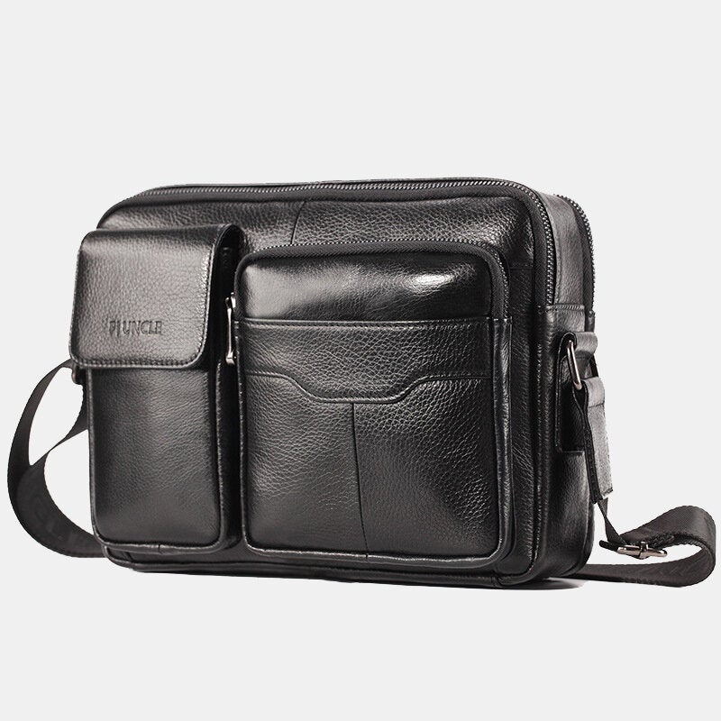 Men Genuine Leather Large Capacity Crossbody Bag Business For Outdoor
