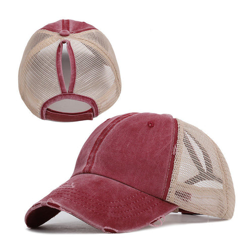 Ladies Summer Fashion Sports Ponytail Baseball Cap Women Messy Bun Baseball Hat