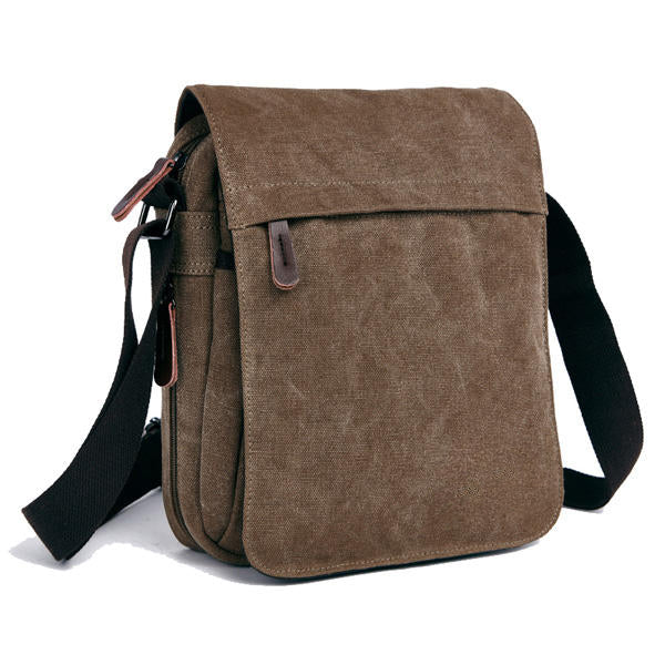 Unisex Canvas Crossbody Bag with Multi Pockets - Spacious Shoulder Bag