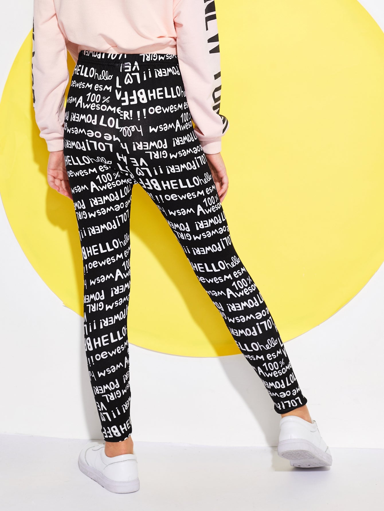 Tween Girl Letter Graphic Leggings - All Over Print, Long, Slight Stretch, Spring/Fall