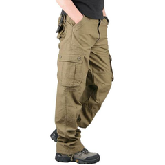 Men Outdoor Leisure Cargo Pants Extra Large Pockets Straight Leg Trousers