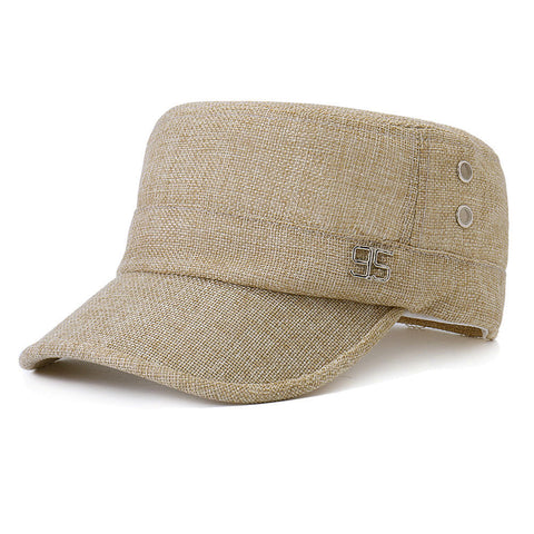 Men Simple Vogue Linen Solid Color Flat Hats Sunshade Casual Outdoors Adjustable Caps