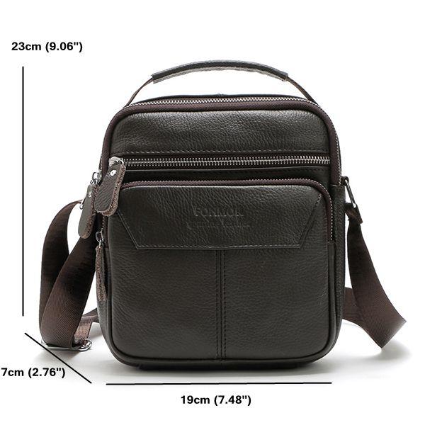 Vintage Genuine Leather Stitching Casual Crossbody Shoulder Bag For Men