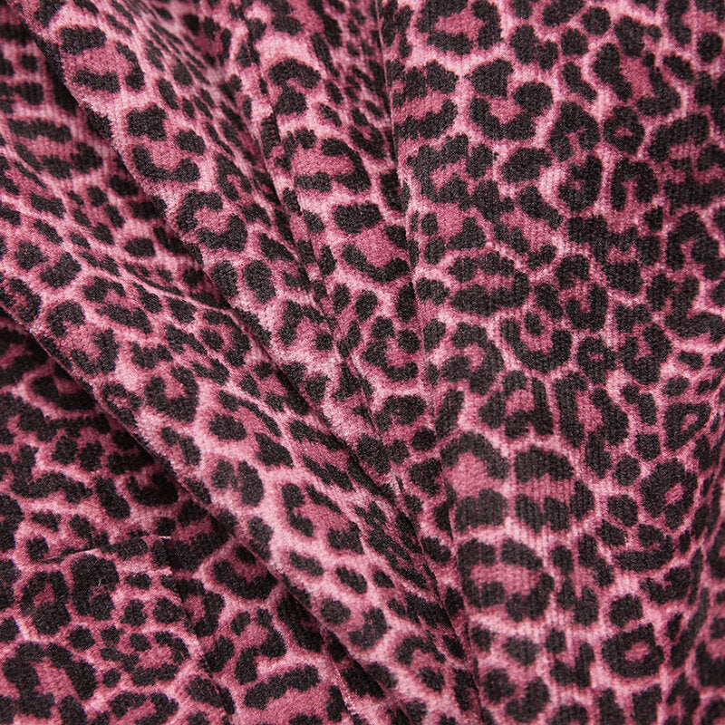 Leopard Printed Corduroy European Button Cuffs Suit For Women
