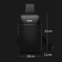 Men Oxford Anti-theft Code Lock Design Waterproof Chest Bag Large Capacity USB Charging Multifunction Crossbody Bag Shoulder