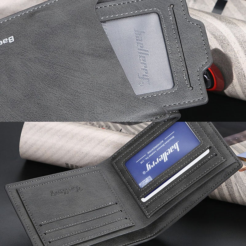 Men PU Leather Multi-card Slot Casual Thin Money Clip Card Holder Wallet