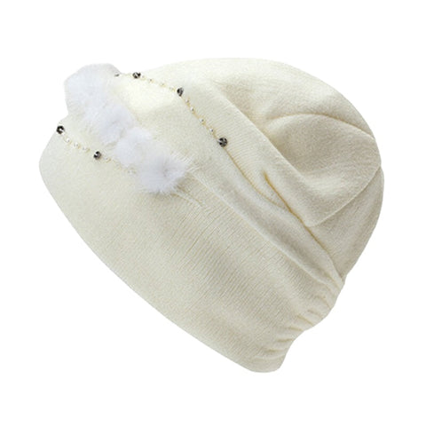 Women Outdoor Winter Thicken Ski Beanie Cap Earmuffs Flexible Knit Hat