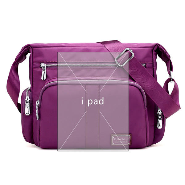Multilayer Zipper Pockets Nylon Shoulder Bags Outdoor Sports Waterproof Crossbody Messenger Bag