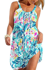 Women's Casual Dress Shift Dress Sundress Floral Print Strap Mini Dress Active Fashion Outdoor Daily Sleeveless Loose Fit White Blue Purple Spring Summer