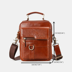 Men Genuine Leather Large Capacity Messenger Bag Crossbody Shoulder Handbag