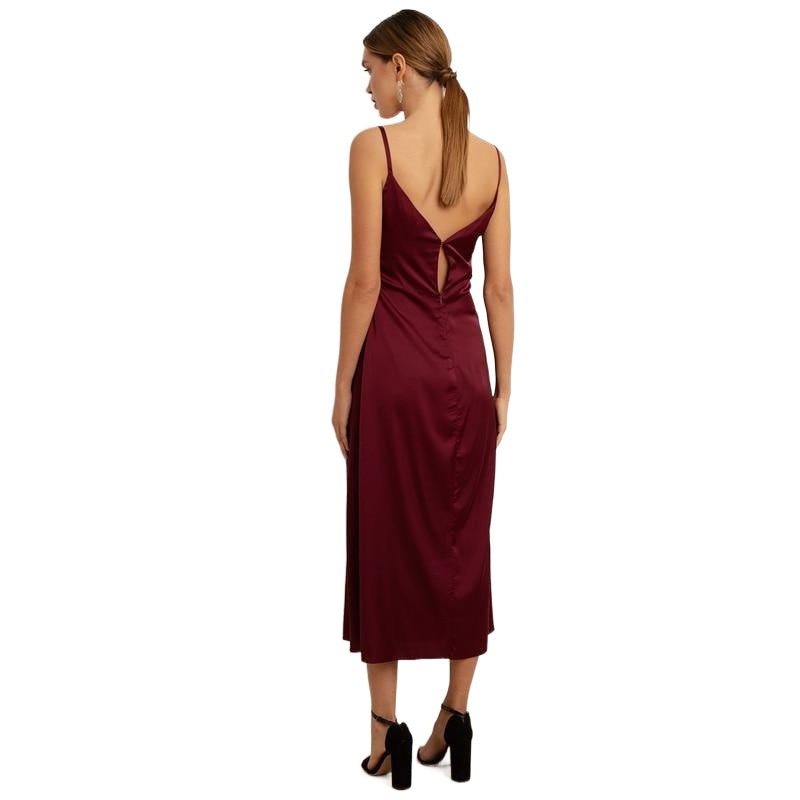 Sexy Ladies' V-neck Backless Spaghetti Strap Stain Dress For Party