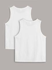 Tween Boy 2pcs Solid Tank Top - Casual, Plain, Round Neck, Regular Fit, Slight Stretch