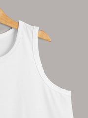 Tween Boy 2pcs Solid Tank Top - Casual, Plain, Round Neck, Regular Fit, Slight Stretch