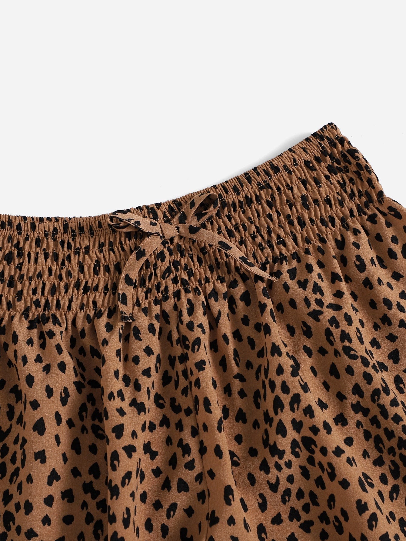 Boho Leopard Print Tween Girl Shorts - Shirred Waist, Wide Leg, Elastic Waist, Loose Fit