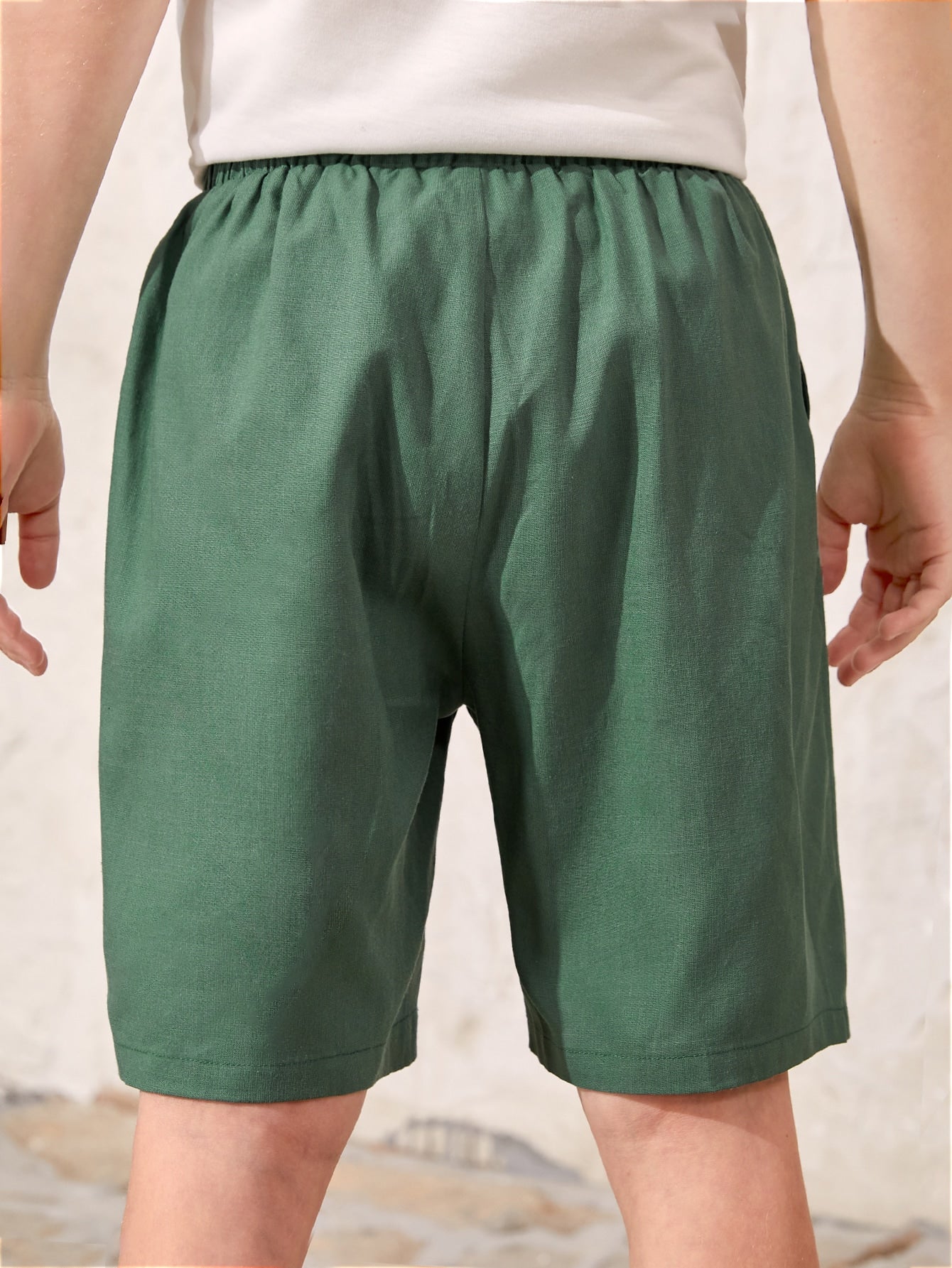 Casual Tween Boy Shorts - Plain, Straight Leg, Zipper Fly, Regular Fit, Non-Stretch Fabric