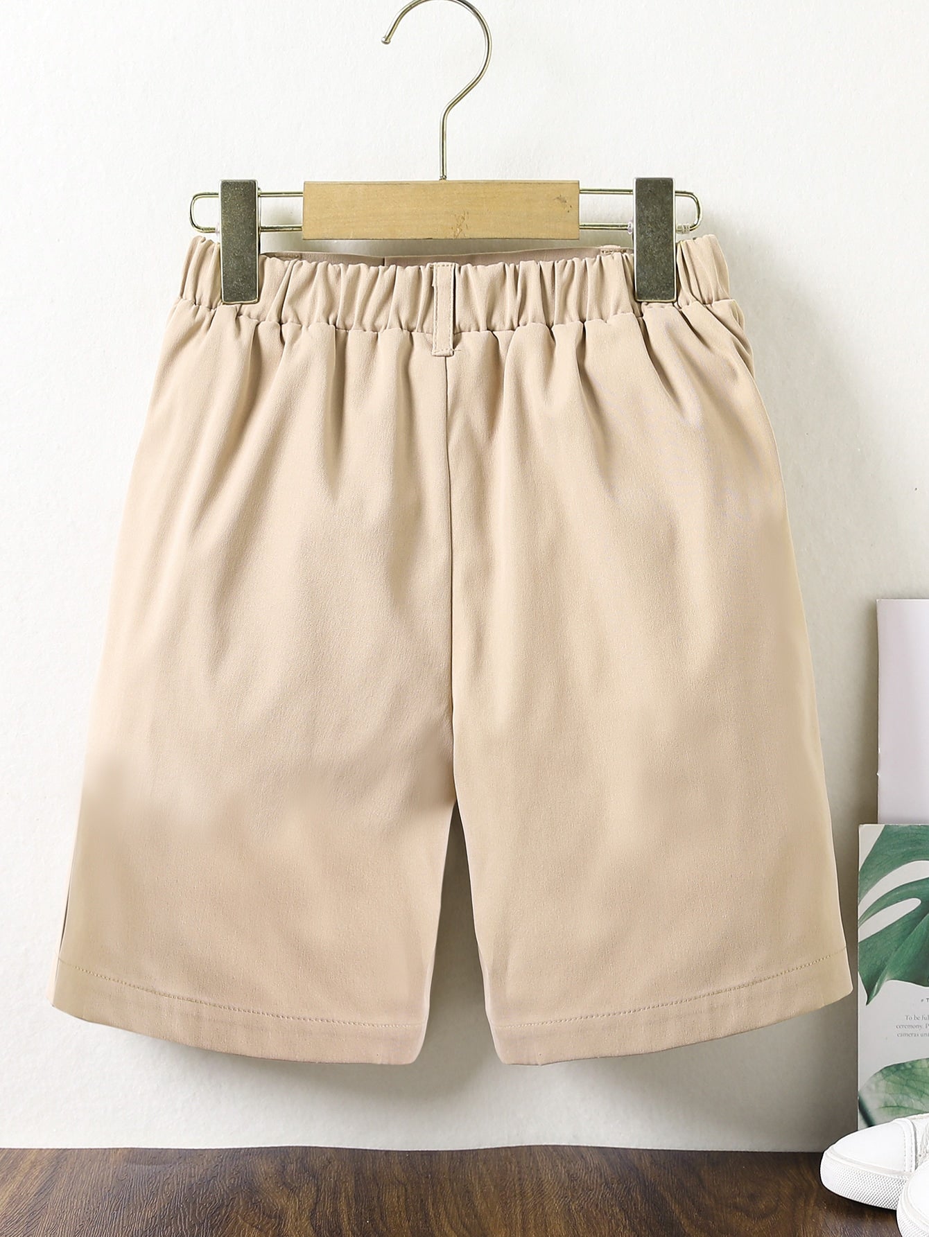 Tween Boy Casual Solid Shorts - Elastic Waist, Pockets, 100% Polyester, Machine Washable