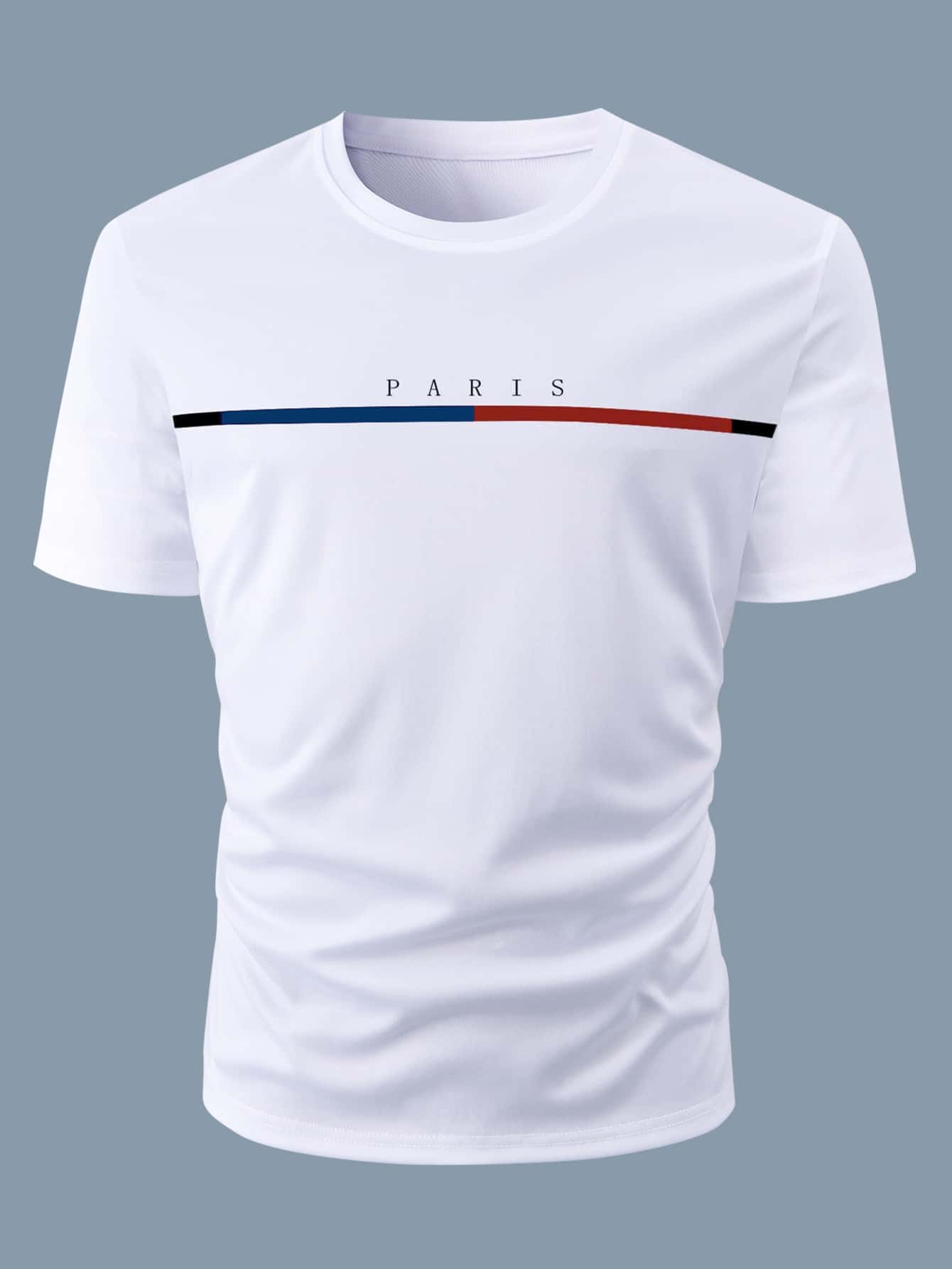 Men's Casual Letter Graphic Tee, Round Neck, Short Sleeve, Polyester