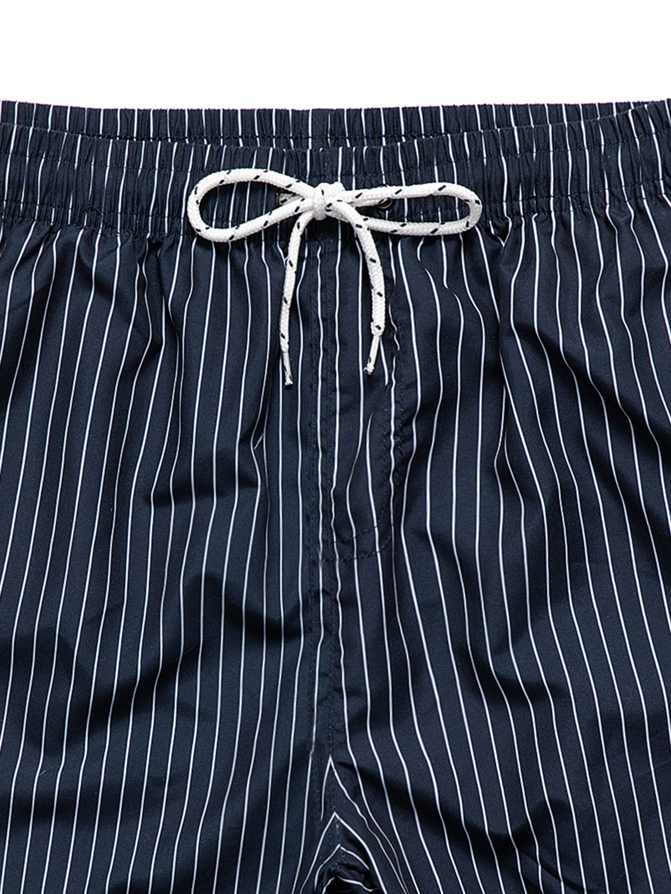Men's Casual Striped Drawstring Shorts - Elastic Waist, Regular Fit, Tie Front