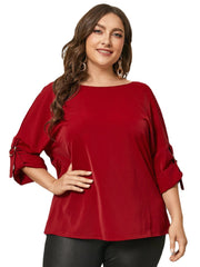 Plus Size Backless Design Criss-Cross Long Sleeves Blouse