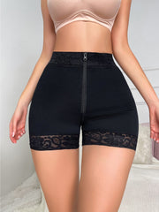 Elegant Contrast Lace Shapewear Shorts with Hook & Eye Closure