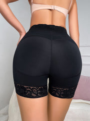 Elegant Contrast Lace Shapewear Shorts with Hook & Eye Closure