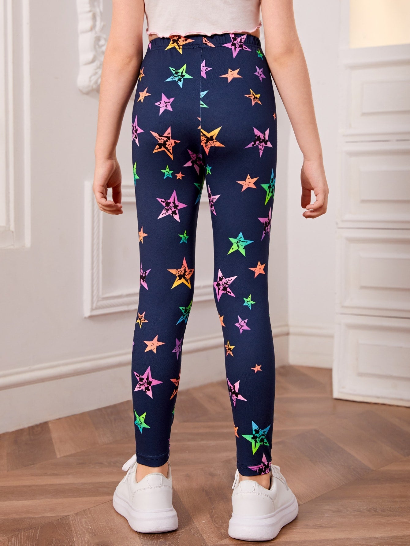 Tween Girl Star Print Leggings - All Over Print, Long Length, Medium Stretch Fabric