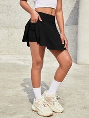 Tween Girl Solid Color Sports Skirt with Pocket - High Stretch, Long Length, Knitted Fabric