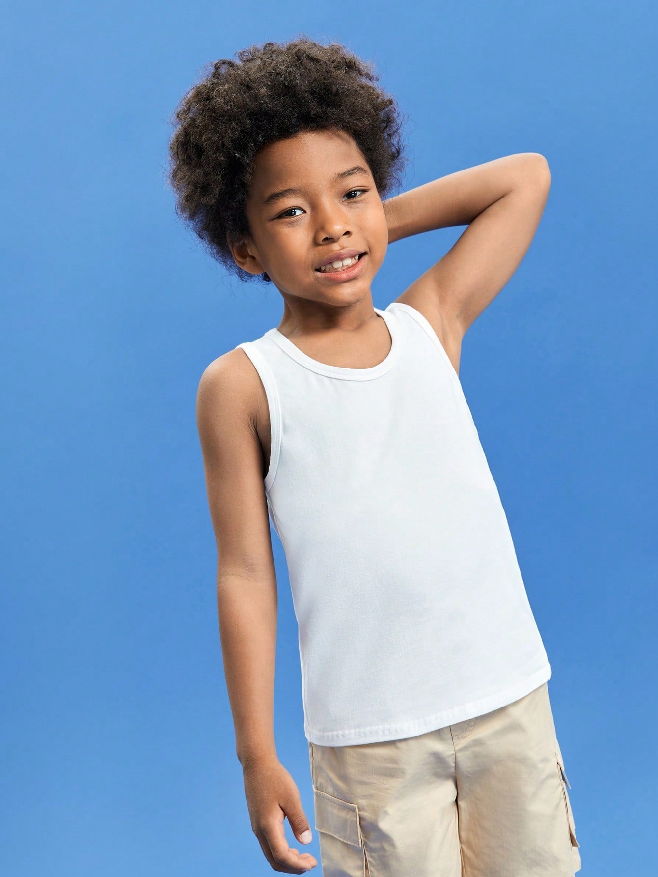 Tween Boy Casual Solid Tank Top - Soft, Medium Stretch, Scoop Neck, Regular Fit