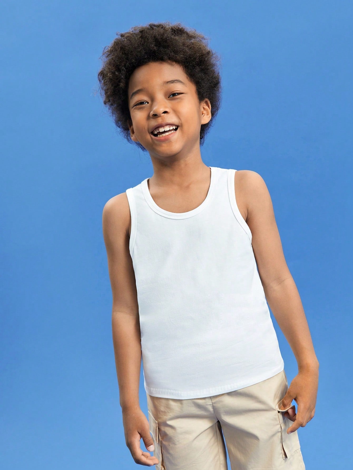 Tween Boy Casual Solid Tank Top - Soft, Medium Stretch, Scoop Neck, Regular Fit