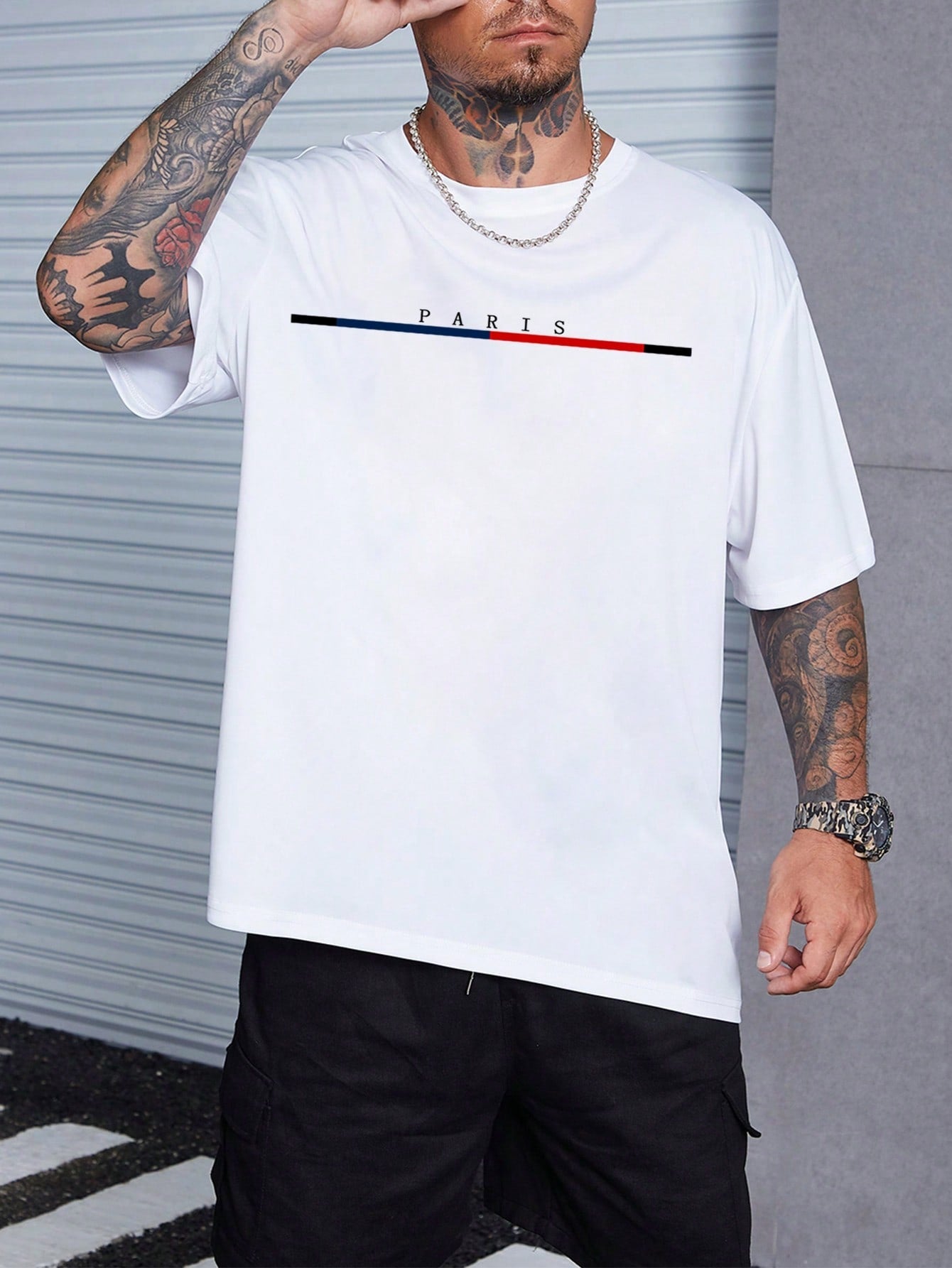 Men's Casual Plus Size Letter Graphic Tee, Round Neck, Short Sleeve