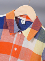 Colorful Plaid Button-Down Shirt for Tween Boys - Casual, Short Sleeve, Regular Fit