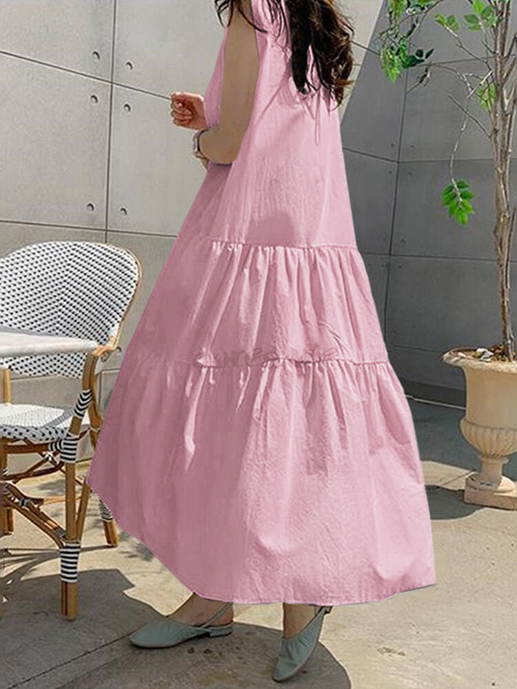 Sleeveless Solid Pleating Streetwear Party Dress