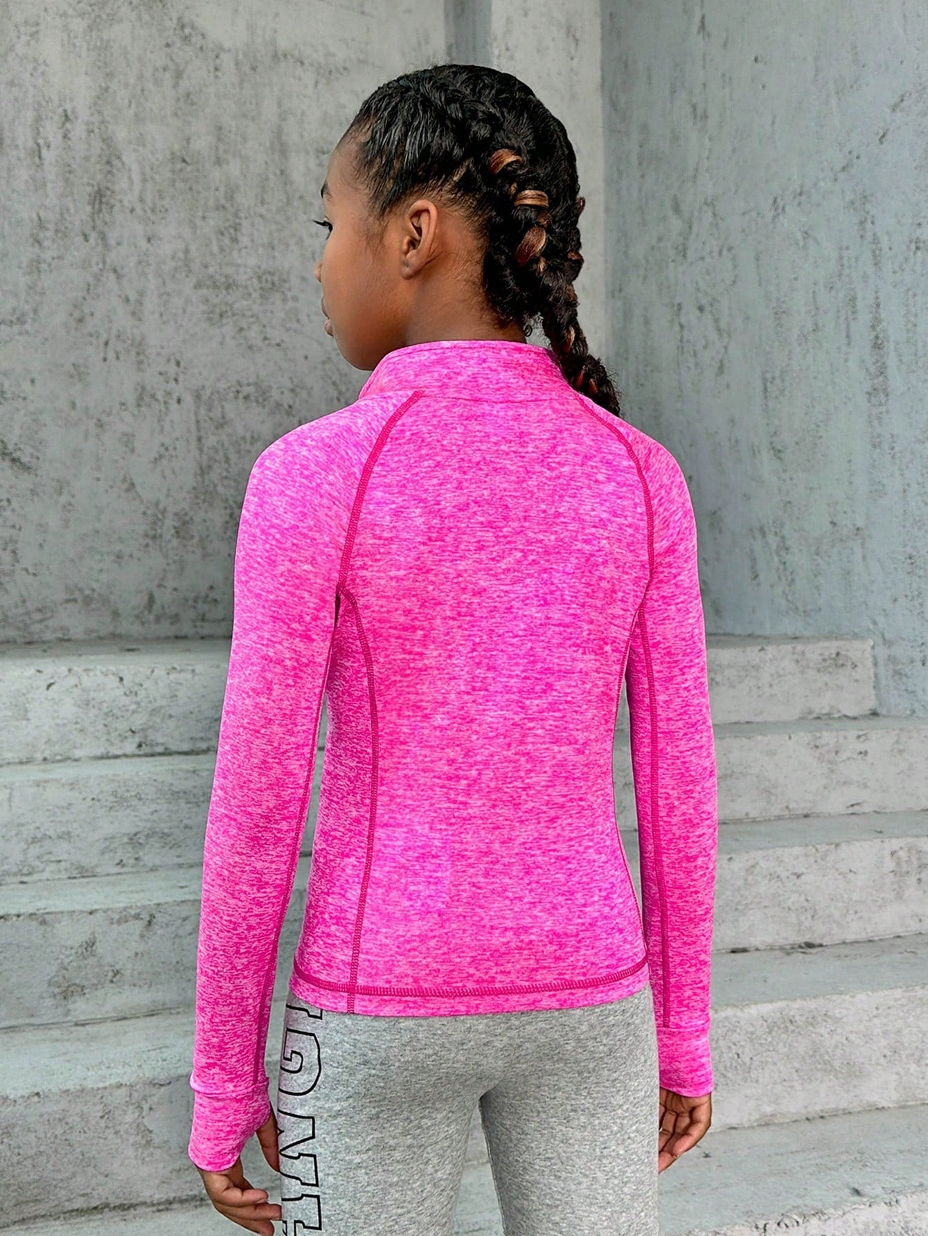 Tween Girls' Zipper Front Hooded Sports Jacket - Stand Collar, Raglan Sleeves, Knitted Fabric