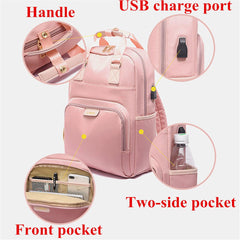 Women Nylon Waterproof Light Weight Multifunction Casual Patchwork Backpack