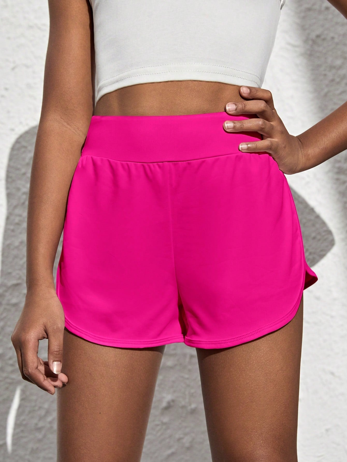 Tween Girl Sports Skort with Phone Pocket - Elastic Waist, Medium Stretch, Knitted Fabric