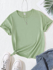 Tween Girl Casual Oversized Mushroom Slogan Tee - Drop Shoulder, Round Neck, Half Sleeve